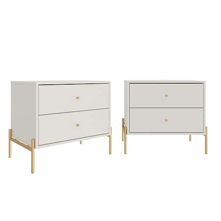 Manhattan Comfort Jasper Nightstand in Off White, 2PK 2-51353